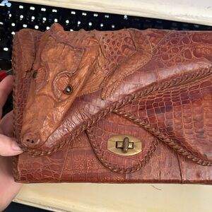 Brown Crocodile Embossed Women's Bag